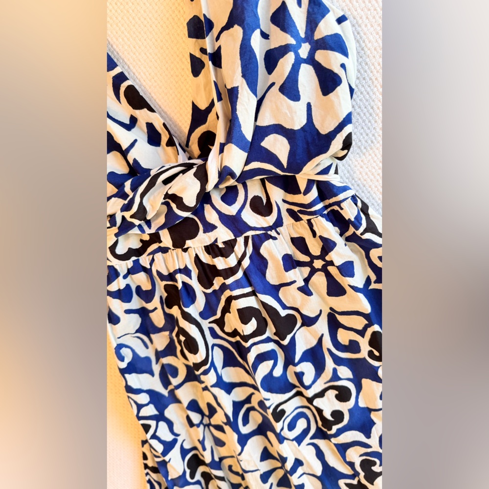 ZARA Blue & Black Floral Midi Maxi Dress w Cut-out Open Back - Picture 7 of 16